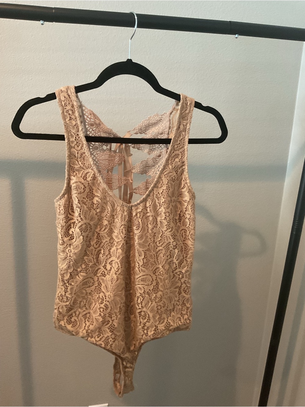 G by Guess Nude Lace Bodysuit with Strappy Back